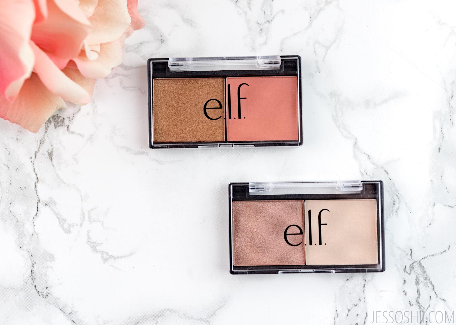 REVIEW e.l.f. Best Friend Eyeshadow Duos Peach Squad, Tea for Two